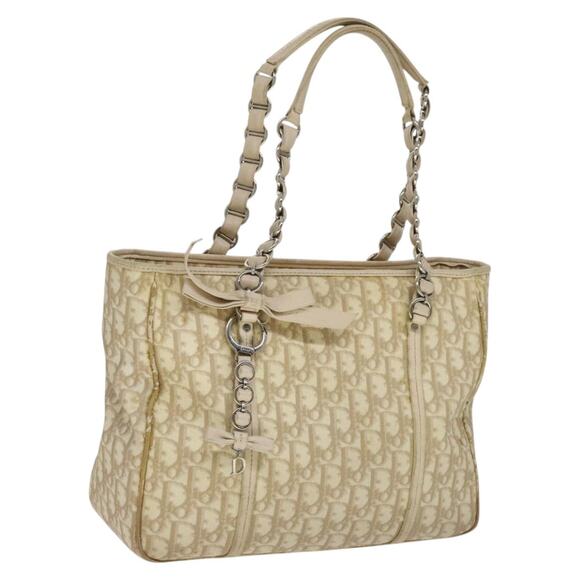 DIOR Trotter Canvas Romantic Shoulder Bag Pvc Beige Silver - Picture 1 of 12